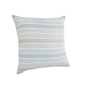 LR Resources Amelia Pillow, 18" x 18", Turquoise/Gray