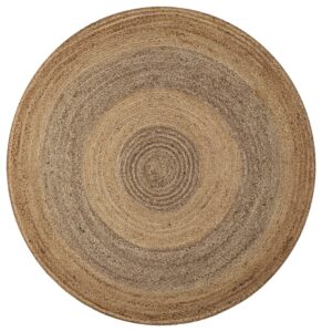 lr resources jute lr12032-ngy40rd natural/gray round x 4 ft indoor area rug, 4' x 4'