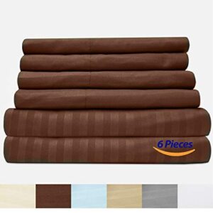 King Size Bed Sheets - 6 Piece 1500 Supreme Collection Fine Brushed Microfiber Deep Pocket King Sheet Set Bedding - 2 Extra Pillow Cases, Great Value, King, Dobby Coffee