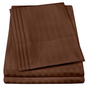 king size bed sheets - 6 piece 1500 supreme collection fine brushed microfiber deep pocket king sheet set bedding - 2 extra pillow cases, great value, king, dobby coffee