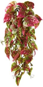 penn-plax reptology decorative hanging terrarium plant vines for reptiles and amphibians – 12” length – green & red