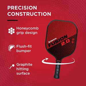 GAMMA Sports 2.0 Pickleball Paddles: Mens and Womens Textured Fiberglass Face Pickle-Ball Racquet - Indoor and Outdoor Racket: Fusion Red, ~8 oz