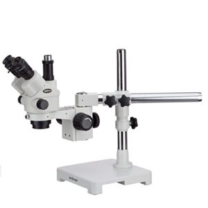 AmScope 7X-45X Simul-Focal Stereo Lockable Zoom Microscope on Single Arm Boom Stand