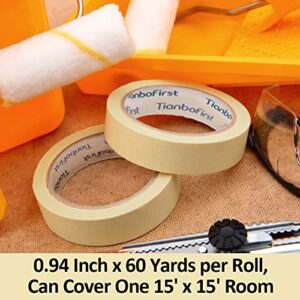 General Purpose Masking Tape for Home and Office, 0.94-Inch x 60 Yards, 9 Rolls, Beige by TIANBO FIRST