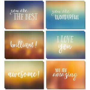 36 pack blank a7 encouragement greeting cards with envelopes, inspirational 5x7 note cards with motivational quotes, 6 designs