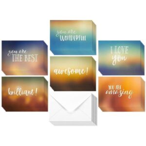 36 Pack Blank A7 Encouragement Greeting Cards with Envelopes, Inspirational 5x7 Note Cards with Motivational Quotes, 6 Designs