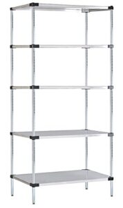 omega 18" deep x 36" wide x 86" high 5 tier stainless steel solid starter shelving unit