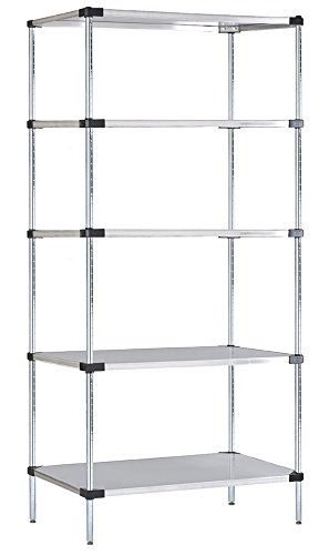Omega 18" Deep x 36" Wide x 86" High 5 Tier Stainless Steel Solid Starter Shelving Unit