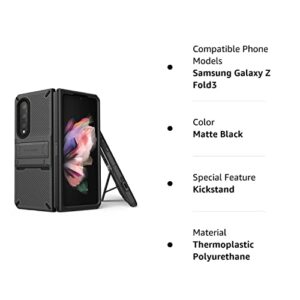 VRS DESIGN QuickStand Pro Phone Case for Galaxy Z Fold 3, Durable Kickstand Case Compatible with Galaxy Z Fold 3 5G (2021) Matte Black