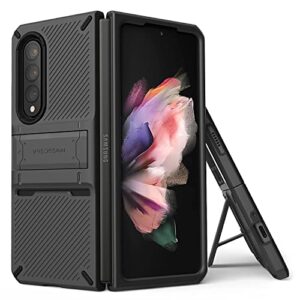 vrs design quickstand pro phone case for galaxy z fold 3, durable kickstand case compatible with galaxy z fold 3 5g (2021) matte black