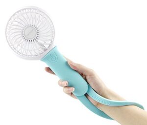 momoday mini air cool fan multi-function personal rechargeable usb hanging handheld with led light portable cool student fan 3 speeds powered by battery/usb for home office outdoor and travel (blue)