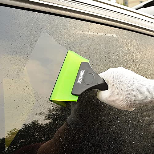 FOSHIO Small Squeegee with 5 Inch Green Rubber Blade Mini Wiper Window Tinting Tools for Mirror Glass Window Cleaner with Non-Slip Handle