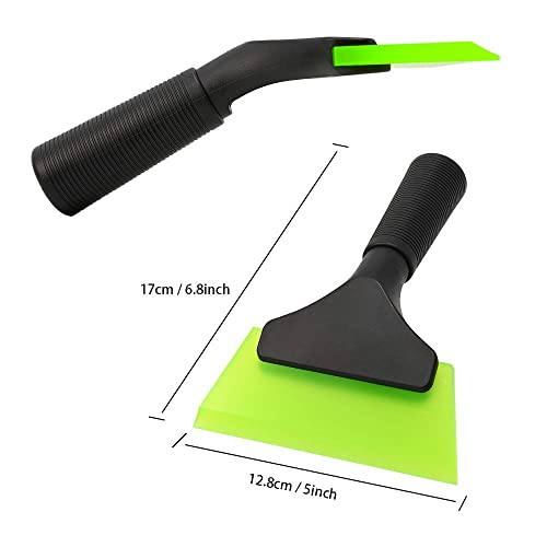 FOSHIO Small Squeegee with 5 Inch Green Rubber Blade Mini Wiper Window Tinting Tools for Mirror Glass Window Cleaner with Non-Slip Handle