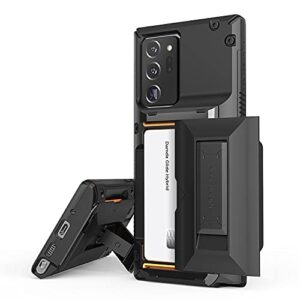 vrs design damda glide hybrid phone case for galaxy note 20 ultra, with [4 cards] [semi auto] premium sturdy card wallet and kickstand for samsung galaxy note 20 ultra 5g, 6.9 inch(2020) black