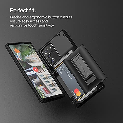 VRS DESIGN Damda Glide Hybrid Phone Case for Galaxy Note 20 Ultra, with [4 Cards] [Semi Auto] Premium Sturdy Card Wallet and Kickstand for Samsung Galaxy Note 20 Ultra 5G, 6.9 inch(2020) Black