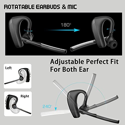 Hyvtom (New Version) Bluetooth Headset,Wireless Business Headphone,in-Ear Earbud with Mic,Compatible with iPhone Android Cell Phones, Hands Free Noise Cancelling Earphone for Driving,Running