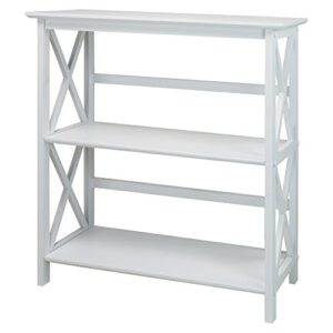casual home 3-shelf montego bookcase, white