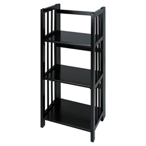 casual home 3-shelf folding bookcase, 14" wide, black