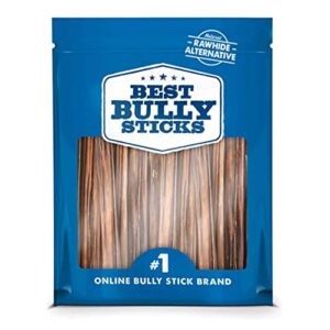 best bully sticks 6 inch gullet thin stick dog treats (25 pack) - all-natural beef dog treats - hollow, quick chew snack for all dogs - great for teething puppies, senior dogs, light chewers