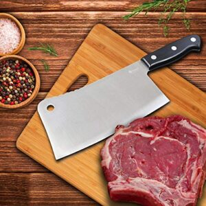 Orblue Premium Meat Cleaver - Stainless Steel Chef Butcher Knife for Cooking - Professional 7-Inch Blade for Precision Cutting - Perfect for Home Kitchen or Restaurant