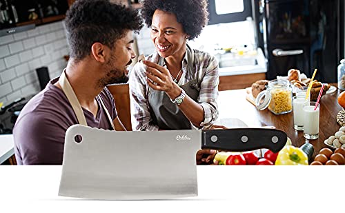 Orblue Premium Meat Cleaver - Stainless Steel Chef Butcher Knife for Cooking - Professional 7-Inch Blade for Precision Cutting - Perfect for Home Kitchen or Restaurant