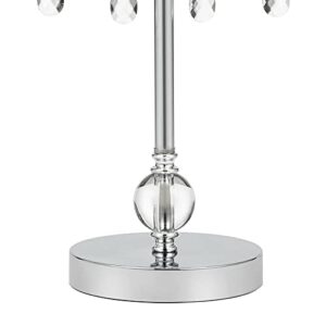 Catalina Lighting Glam Chandelier Table Lamp with Dazzling Clear Beads & Organza Pleated Shade, 23", Chrome