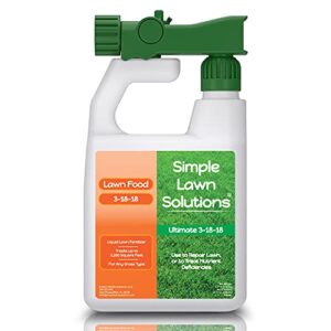 ultimate 3-18-18 npk- lawn food quality liquid fertilizer- easy to use concentrated spray- any grass type- summer & fall nutrients- simple lawn solutions - turf hardiness & root vigor (32 ounce)