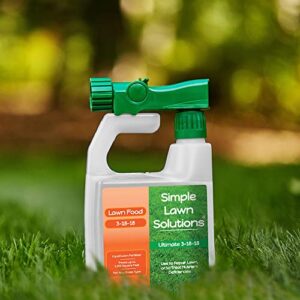 Ultimate 3-18-18 NPK- Lawn Food Quality Liquid Fertilizer- Easy to Use Concentrated Spray- Any Grass Type- Summer & Fall Nutrients- Simple Lawn Solutions - Turf Hardiness & Root Vigor (32 Ounce)