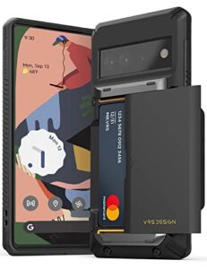 vrs design damda glide pro phone case for pixel 6 pro, sturdy semi auto wallet [4 cards] case compatible for pixel 6 pro case (2021)
