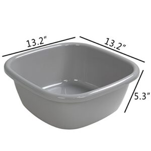 Begale 4-Pack 12 Quart Wash Basin, Dish Bin, Gray