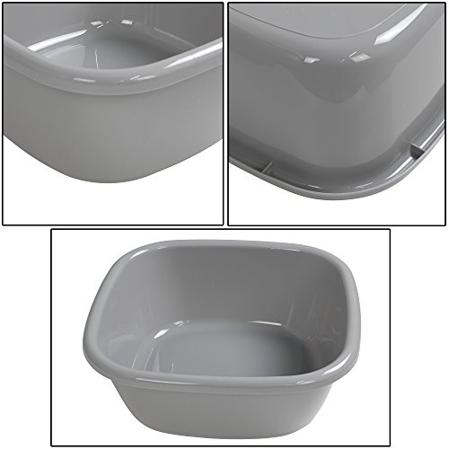 Begale 4-Pack 12 Quart Wash Basin, Dish Bin, Gray