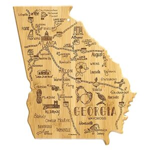 totally bamboo destination georgia state shaped serving and cutting board, includes hang tie for wall display