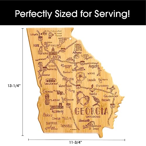 Totally Bamboo Destination Georgia State Shaped Serving and Cutting Board, Includes Hang Tie for Wall Display