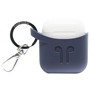 podpocket scoop airpod storage case with protective translucent silicone and impact protection indigo blue