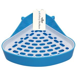 erlvery damain triangle potty trainer corner litter bedding box pet pan for small animal/rabbit/guinea pig/galesaur/hamster/ferret (blue)