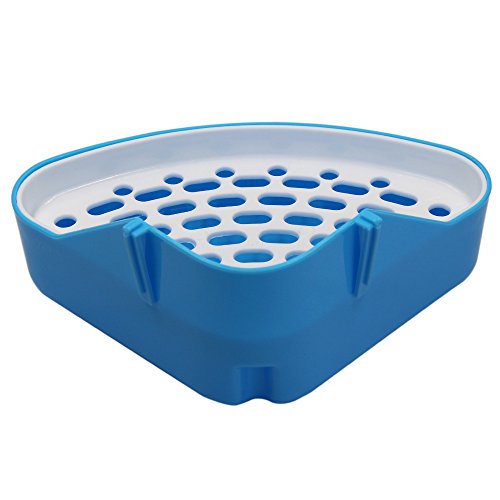 Erlvery DaMain Triangle Potty Trainer Corner Litter Bedding Box Pet Pan for Small Animal/Rabbit/Guinea Pig/galesaur/Hamster/Ferret (Blue)