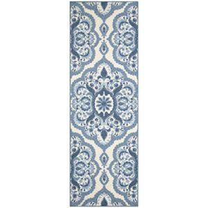 maples rugs vivian medallion runner rug non slip hallway entry carpet [made in usa], 2 x 6, blue