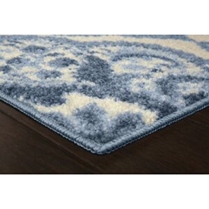 Maples Rugs Vivian Medallion Runner Rug Non Slip Hallway Entry Carpet [Made in USA], 2 x 6, Blue