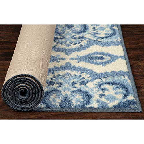 Maples Rugs Vivian Medallion Runner Rug Non Slip Hallway Entry Carpet [Made in USA], 2 x 6, Blue