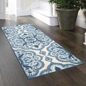 Maples Rugs Vivian Medallion Runner Rug Non Slip Hallway Entry Carpet [Made in USA], 2 x 6, Blue