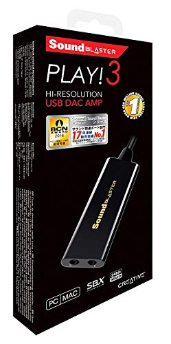 Creative Labs Sound Blaster Play! 3 External USB Sound Adapter for Windows and Mac. Plug and Play (No Drivers Required). Upgrade to 24-Bit 96Khz Playback