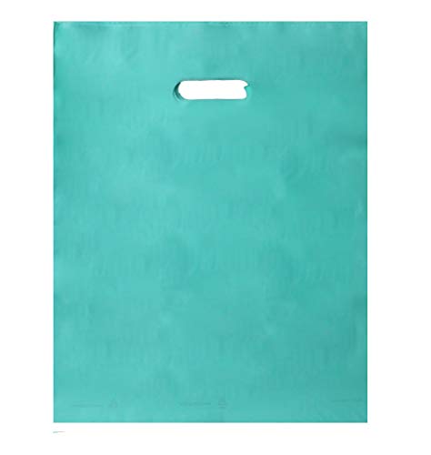 100pcs 12x15 2.5mil Extra Durable Merchandise bags Pick ur Color Die Cut Handle-Frosted finish-Anti-Stretch. For Retail, Party, Handouts and more by Best Choice (Aqua Blue)