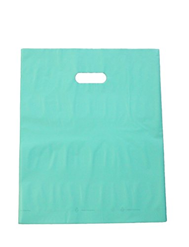 100pcs 12x15 2.5mil Extra Durable Merchandise bags Pick ur Color Die Cut Handle-Frosted finish-Anti-Stretch. For Retail, Party, Handouts and more by Best Choice (Aqua Blue)