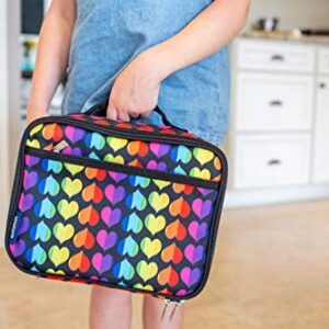 Wildkin Kids Insulated Lunch Box Bag for Boys & Girls, Reusable Kids Lunch Box is Perfect for Elementary, Ideal Size for Packing Hot or Cold Snacks for School & Travel Bento Bags (Rainbow Hearts)