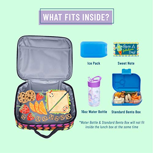 Wildkin Kids Insulated Lunch Box Bag for Boys & Girls, Reusable Kids Lunch Box is Perfect for Elementary, Ideal Size for Packing Hot or Cold Snacks for School & Travel Bento Bags (Rainbow Hearts)