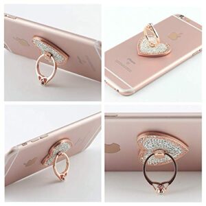 Cell Phone Ring Holder,360° Rotation Diamond Metal Finger Ring Grip for iPhone iPod iPad Samsung Galaxy and Other Smartphones (Rosegold)