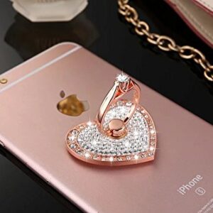 Cell Phone Ring Holder,360° Rotation Diamond Metal Finger Ring Grip for iPhone iPod iPad Samsung Galaxy and Other Smartphones (Rosegold)