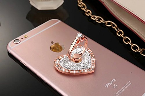 Cell Phone Ring Holder,360° Rotation Diamond Metal Finger Ring Grip for iPhone iPod iPad Samsung Galaxy and Other Smartphones (Rosegold)