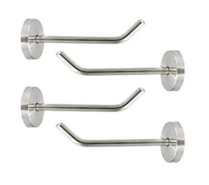 nelxulas brushed stainless steel single heavy duty long nose wall mount hook, fit for kitchen,bedroom,living room, bathroom,closets,set of 4 in pack (4)