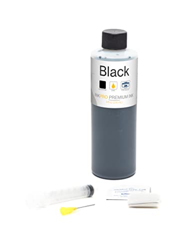 InkPro Premium Black Ink Refill Kit for HP 60, 60XL, 61, 61XL, 62, 62XL, 63, 63XL, 64, 64XL, 65, 65XL, 67, 67XL Cartridges 8oz 236ml